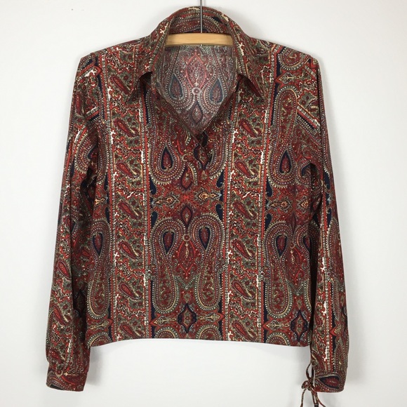 Vintage Tops - Vintage 1970s Paisley Top Blouse by TEMPTATION